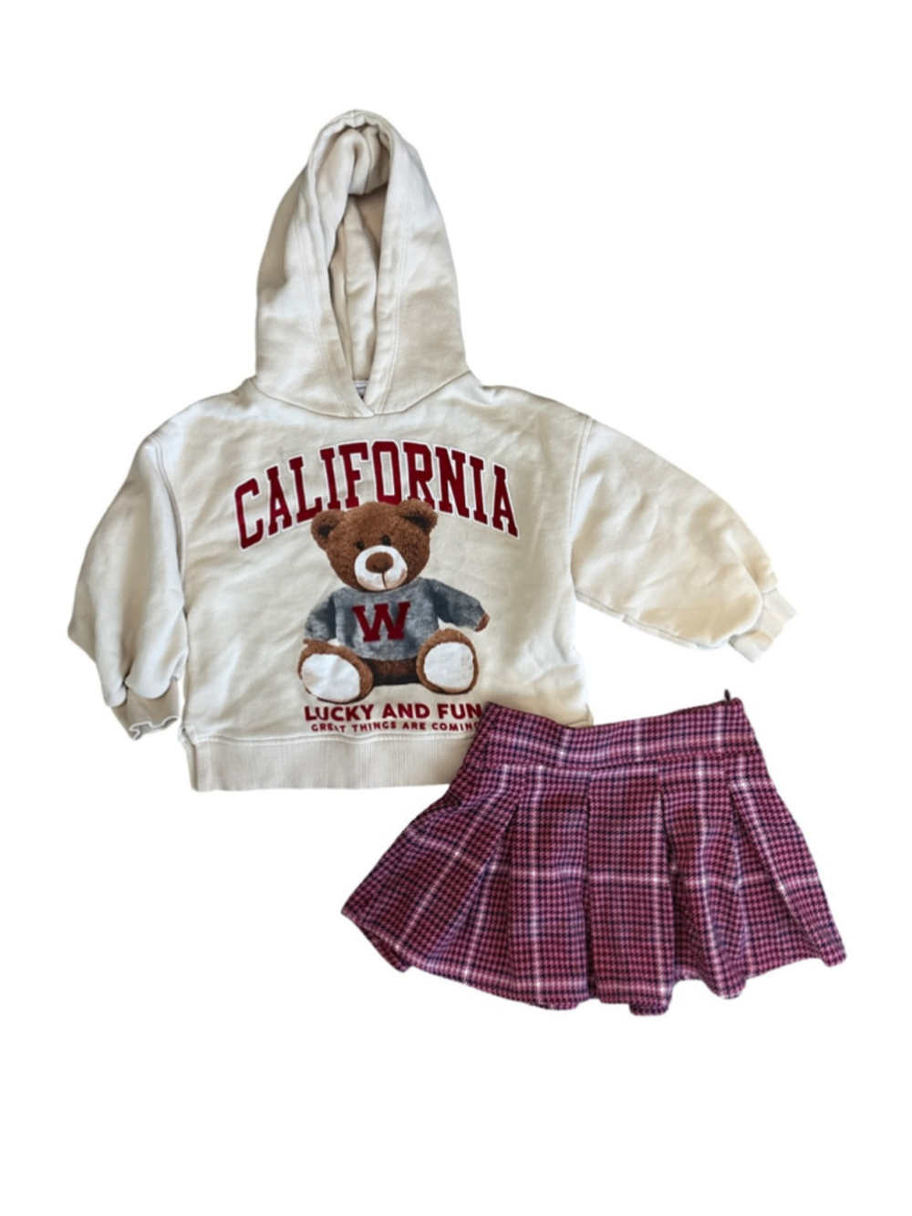 Zara Cream Hoodie & Skirt set - size 6